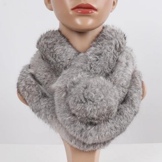 Neuer Damen Winter Schal aus echtem Kaninchenfell Handgestrickt Echte Kaninchenfellschals Damen Qualität Warm Echter Kaninchenfell Schal