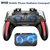 H10 Manípulo para Celular de 4 Dedos com Radiador Aim Shooting Gamepad Joystick Controller para Acessórios de Jogo IOS Android