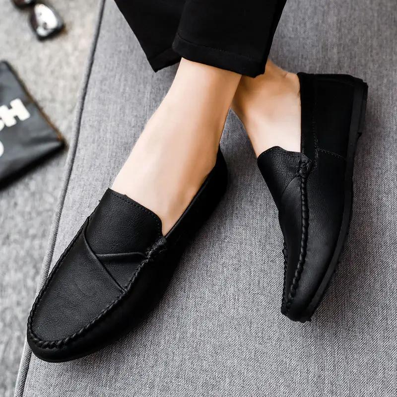Fashion Brown Non Slip Leather Shoes for Men Slip-on Soft Summer Sale Luxury Elegant High Quality Fashion 2025 Common Pu Man Casual Shoe