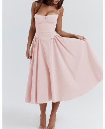 Sommer Europäischer und Amerikanischer Stil Beliebtes Schlauchkleid Neu Taille Modisch Sexy Rotes Trägerkleid Frau