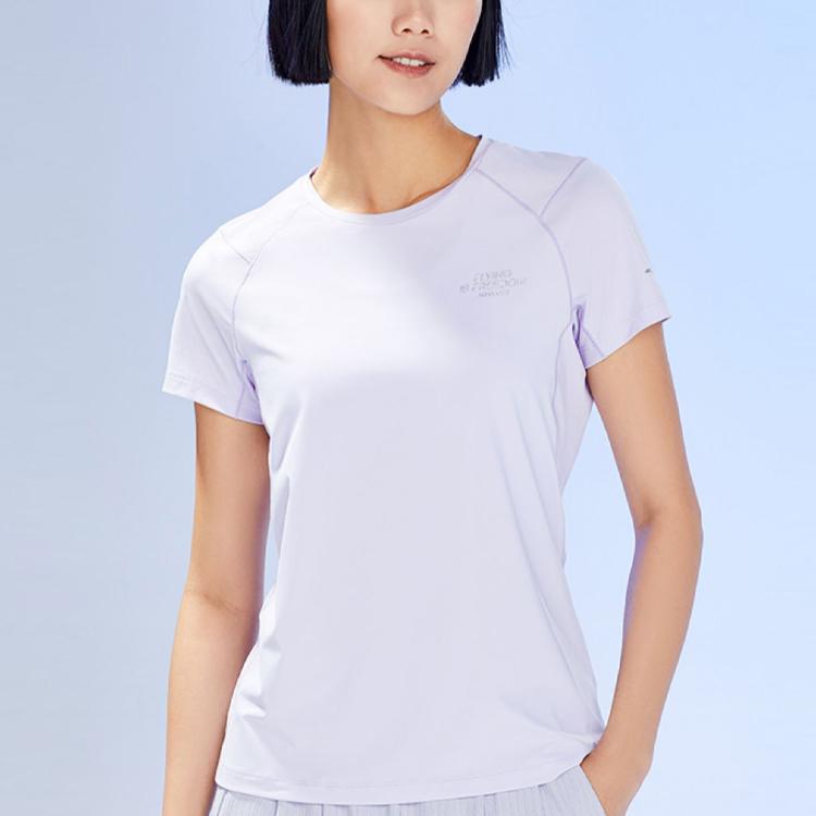 Anta Comprehensive Training Series Logo Letter Pullover Short Sleeve T-Shirt Women Tops Pure-White 162327158-3