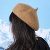 Beret Women's Autumn and Winter Knitted Wool Painter Hat Literary Versatile Elegant Warm Face Showing Little Beret Pumpkin Hat