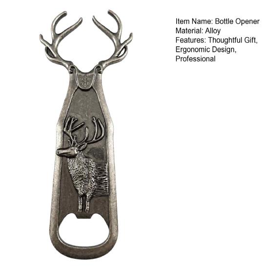 Ergonomic Labor Saving Opener Elk Antler Bottle Opener, Heavy Duty Metal Retro Beer Sturdy Handheld Cap Remover for Home Bar, Artistic Kitchen Gadgets