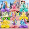 9pcs Disney Princess Honeycomb Ornaments Birthday Arrangement Decorations Supplies Party Desktop Decoration Dining Table Paper Honeycomb Table