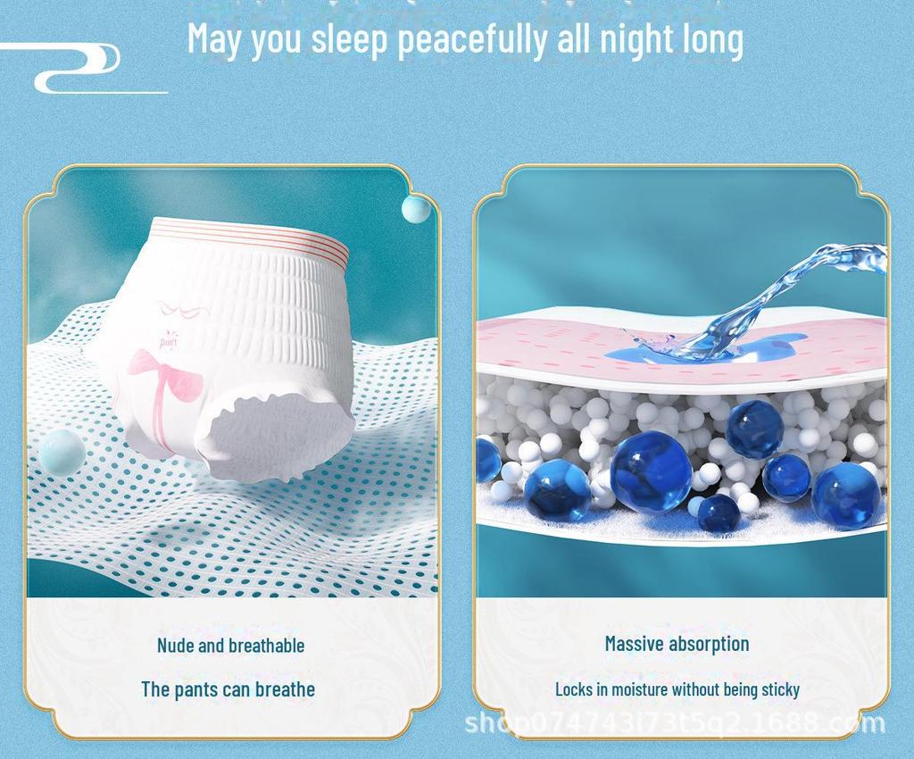 Encore Antibacterial Large Sanitary Napkins: Breathable, Leak-Proof Cotton Sleeping Pants for Menstrual Periods.