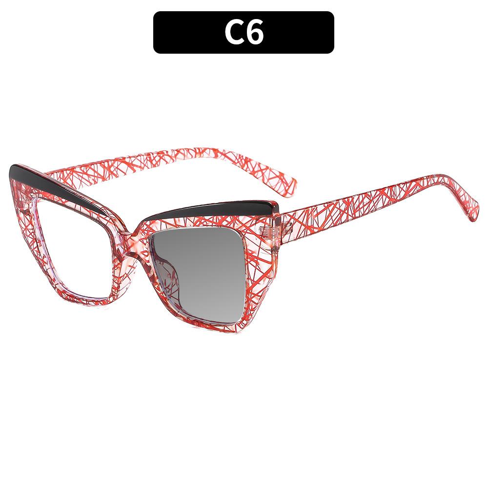Brand Design Fashion Cat Eye Oversized Frame Photochromism Prescription Reading Glasses Women Anti Blue Light Hyperopia Eyewear