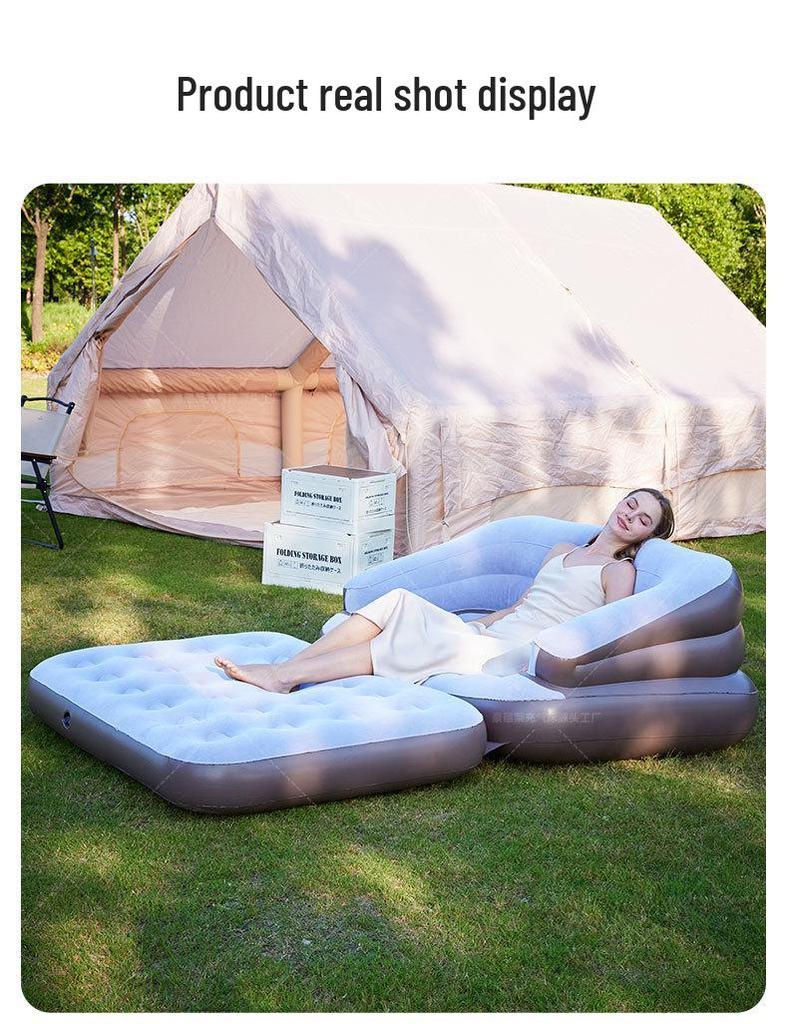 Thickened Flocking Double Inflatable Sofa Bed with Multifunctional Pad