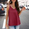 Women Summer Vest V-neck Sleeveless Solid Color Tank Tops Loose Fit Smooth Fabric Camisole Casual Pullover Tops