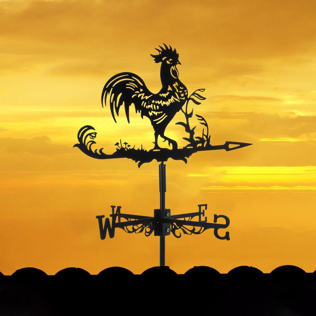 Wrought Iron Rooster Weather Vane Outdoor Ornaments Vanes Modeling Weathervane Patio Garden Decor Child Decorative Farm