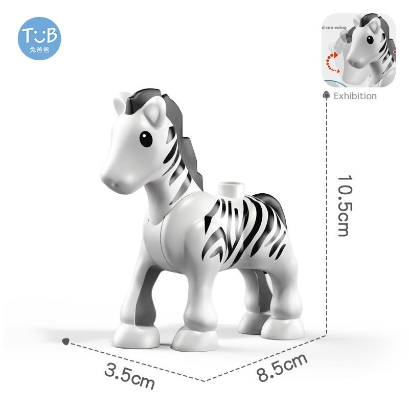 Big Building Blocks Marine Farm Animal Cat Dog Accessories Lion Shark Compatible With Duploed City Education Children Gift Toys
