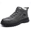Men's High-Top Leather Snow Boots: Warm, Non-Slip, Wear-Resistant Martin Style for Fashionable Winter Wear.