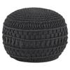 Day and Night - Day and Night Handmade Macrame Pouf Anthracite Grey Cotton 45x30 Cm