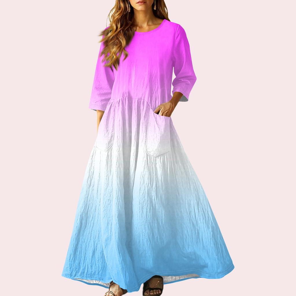 Women's Retro Ethnic Style Ribbon Embroidered Sleeveless Linen V-neck Maxi Dress