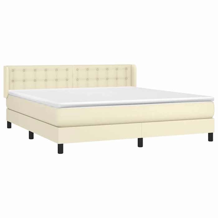 Maison Exclusive - Sommier à lattes de lit avec matelas Crème 160x200cm Similicuir