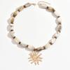 Resin Sunflower Pendant Necklace With Geometric Chain For Casual Summer Wear