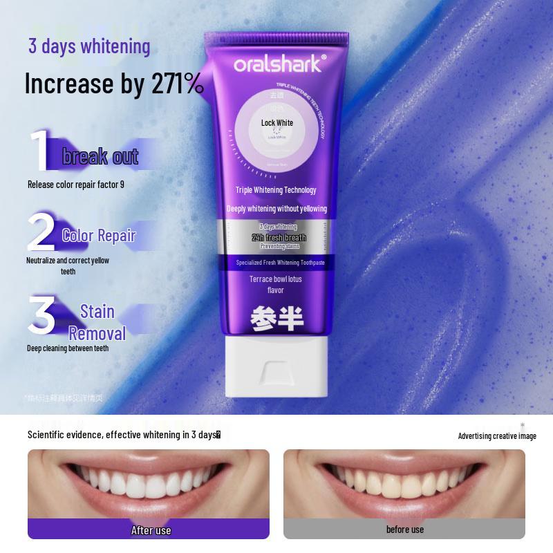 Can Ban Fresh Whitening Purple Tube Toothpaste