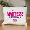 Teacher Theme Women Makeup Bag Maitresse Inspired Cosmetic Case with French Style Design Educational Motif Wallet Work or School