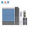 26-Piece Beginner Sketch Pencil Set Raw Wood Drawing Pencils, PVC Carrying Case, Complete Art Kit with Brushes & Tools
