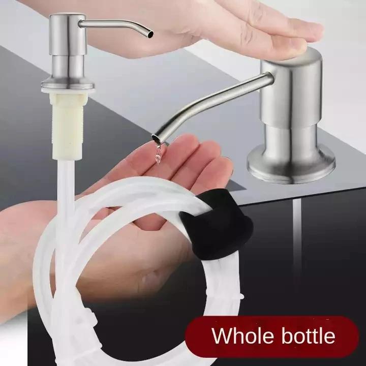 Stainless Steel Sink Liquid Soap Dispenser Built-In Lotion Pump Head Extension Silicone Tube Kit Detergent Hand Press Pumps