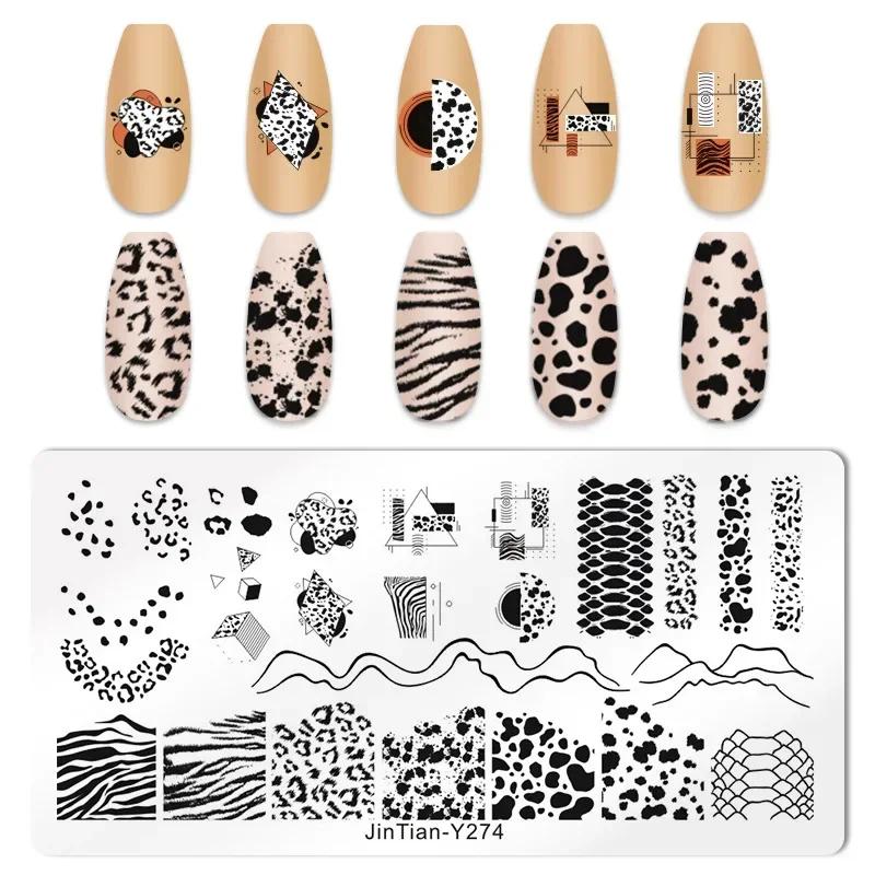 Nagelstempelplatten mit Schlangen- und Leoparden-Motiv, englische Buchstaben, Liebe, Herz, Blätter, Blumen, Design, Druckplatten, Nagelkunst, Schablone, Stempelwerkzeug