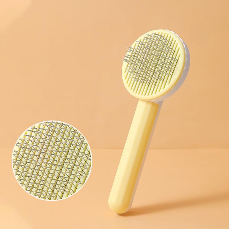 Pieptene pentru îndepărtarea părului animalelor de companie Perie de autocurățare din oțel inoxidabil Instrument de îngrijire a animalelor de companie Accesorii pentru pisici Cu