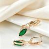 Yanbai Green Zircon Leaf Earrings - Luxury Retro Niche Long Style Jewelry