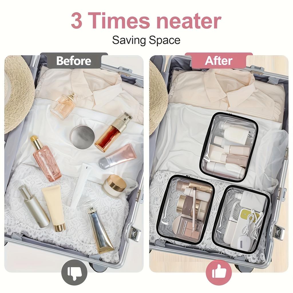 Transparent Casual Handbag for Men & Women - Foldable Lightweight Travel Toiletry Organizer with Zipper Closure & Carry Handle