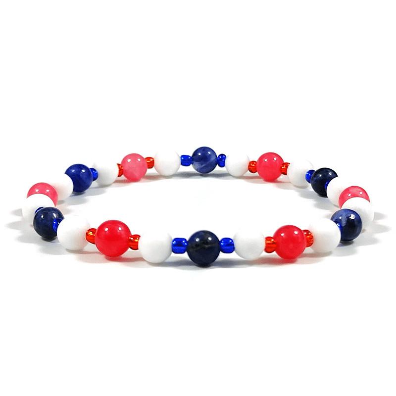 Unisex Natural Stone Beaded DIY Bracelets for American Independence Day