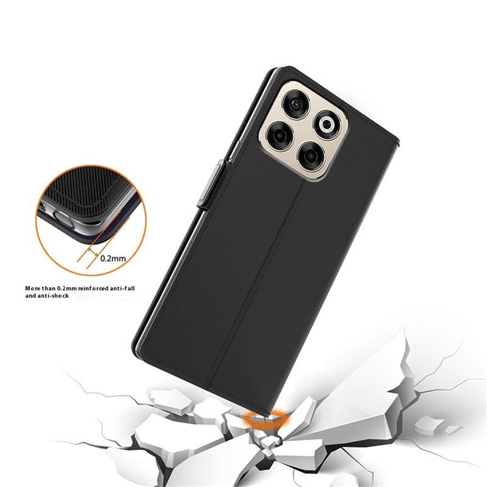 Etui na ZTE Blade A35 z podstawką, Pokrowiec na telefon ze skóry PU, Uchwyt na karty, Lusterko