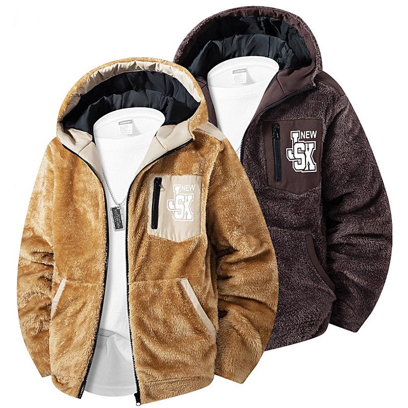 

Autumn/Winter Cotton Fleece Hooded Jacket - Pure Color Plush Cardigan S (EU) чорний
