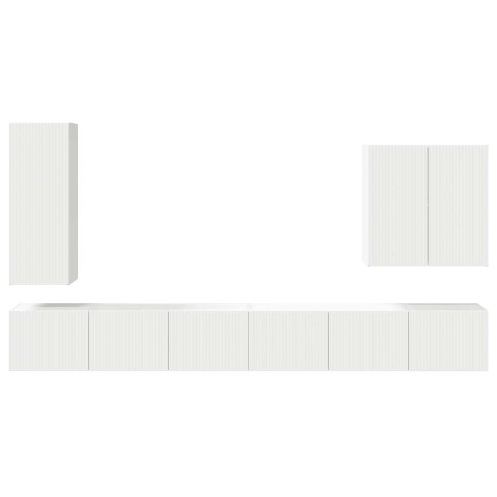 TV Wall Shelf Set Wall Mounted 6 pcs White