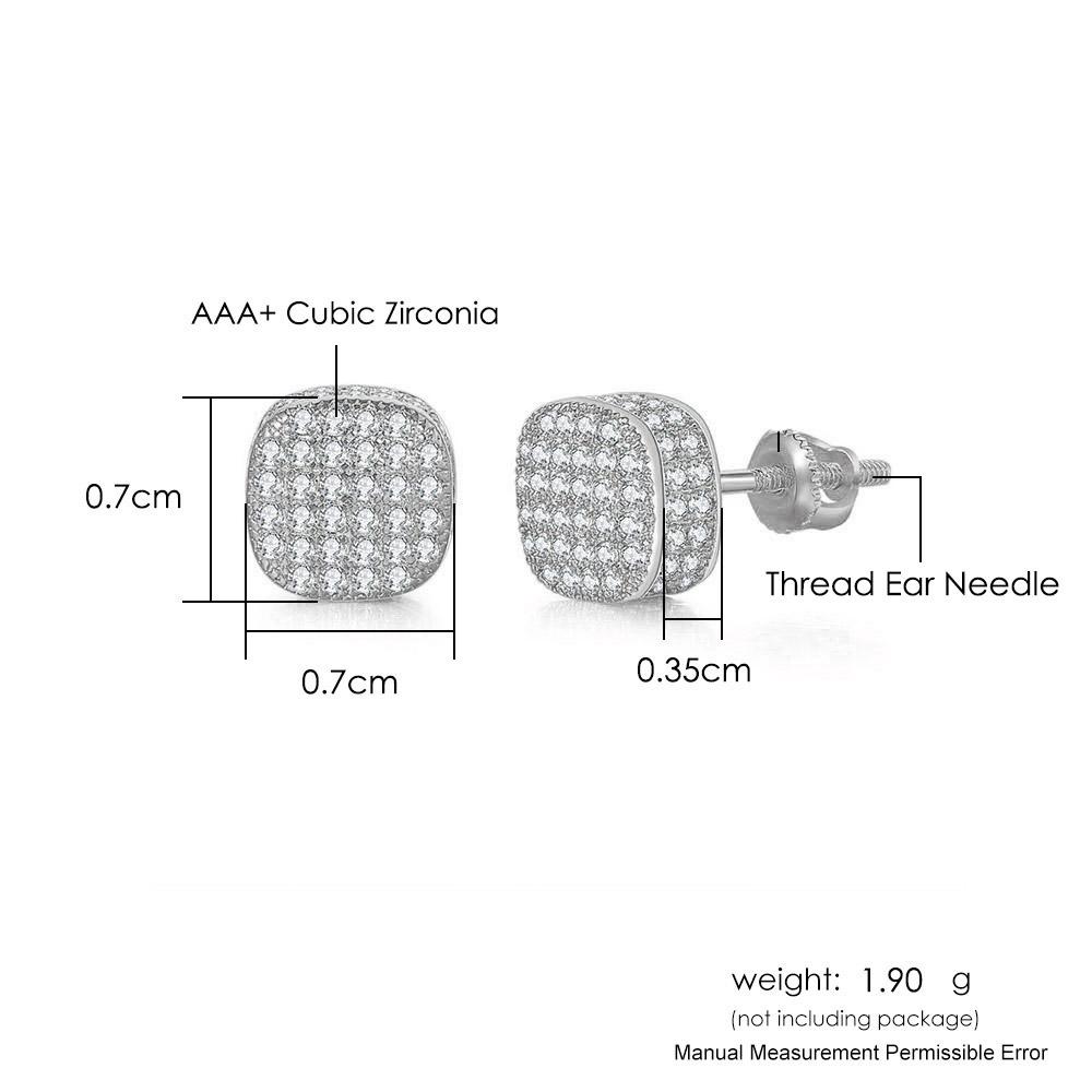 Iced Out Zirconia Stud Earrings For Men Hiphop Gold Color Plated Male Earing Fashion Punk Jewelry Gift Shiny Accessories OHE001