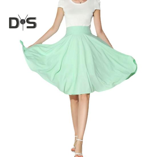 

Женская юбка, эластичная юбка А-силуэта с высокой талией, однотонная юбка-солнце с широким подолом, юбка в стиле бохо XL светло-зеленый