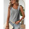Ärmellose Gestreifte Schräger Halsausschnitt Damenbluse Neues Damen Casual Lockeres Oberteil Einfach Elegant Mode Süßes Büro-T-Shirt Streetwear Knöpfe Kleidung