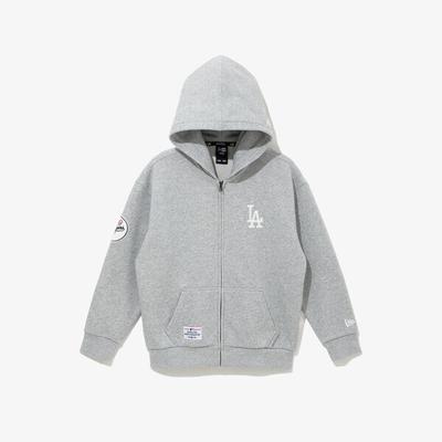 New Era Kids Mlb La Dodgers Hooded Zip Up Heather Gray