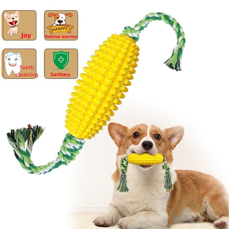 Haustierbedarf Hundezahnbürste Sound Chew Corn Cob Knoten Zähne Reinigungsstab Hundespielzeug