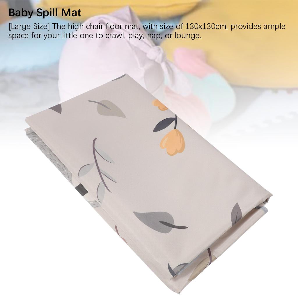 Under High Chair Mat 130x130cm Oxford Cloth Anti Slip Washable Portable Baby Splat Mat for Home Picn