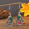 Vintage Ethnic Colroful Rhinestone Peacock Dangle Earrings For Women Long Classic Silver Color Animal Earrings Female Jewelry