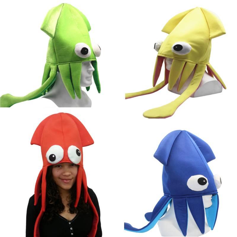 Jiaqi Aksamitny Kapelusz Kałamarnicy Możliwość Personalizacji Zabawny Rekwizyt na Imprezę na Występy i Cosplay