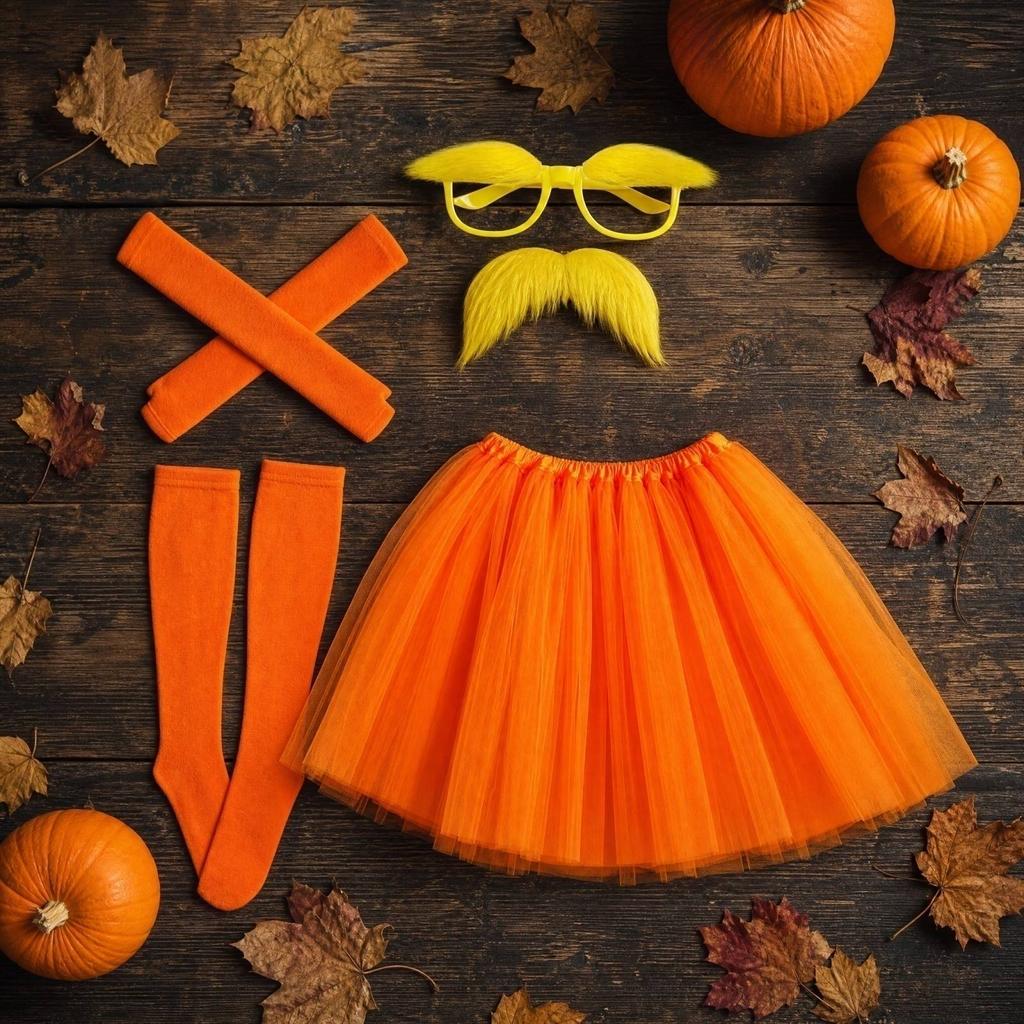 Halloween Costume Set Orange Knit Funny Cosplay Outfit for Adults