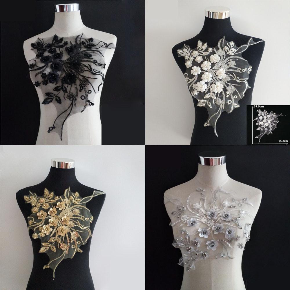 Diy Three-Dimensional Imitation Pearl Gold Thread Lace, Hand-Embroidered Lace Collar Clothing Accessories