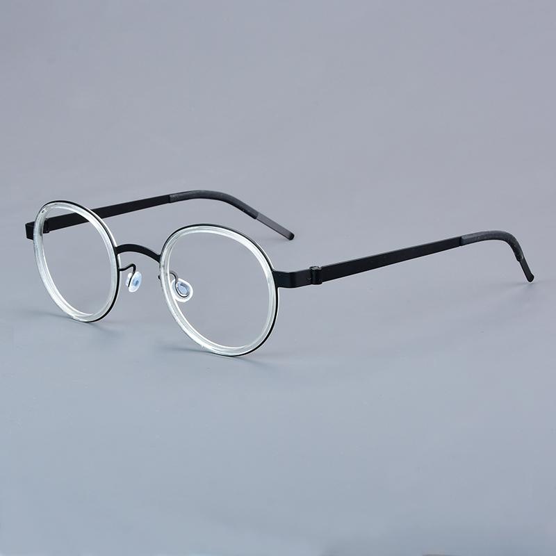 Denmark Brand 1011 Round Glasses Frame Men Women Titanium Acetate Ultralight Eyeglasses Fashion Vintage Screwless Eyewear Optic