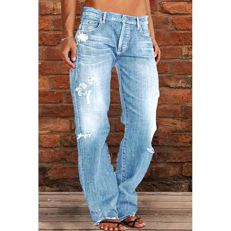 Women's Tulip High Waist Raw Edge Jeans NK205