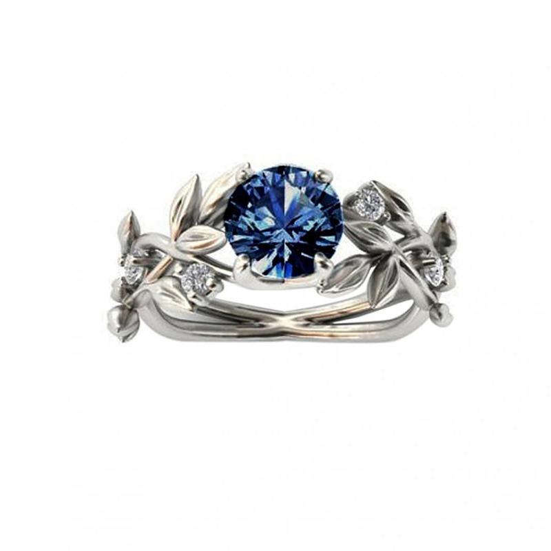Elegante Hochzeit Braut Blätter Rebe Hohl glänzenden Strass Dame Ring Schmuck