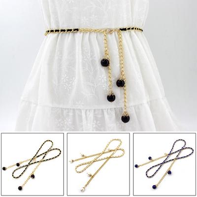 Women Fashion Metal Pearl Dress Belt Ladies Dress Coat Ketting Riem Waistband