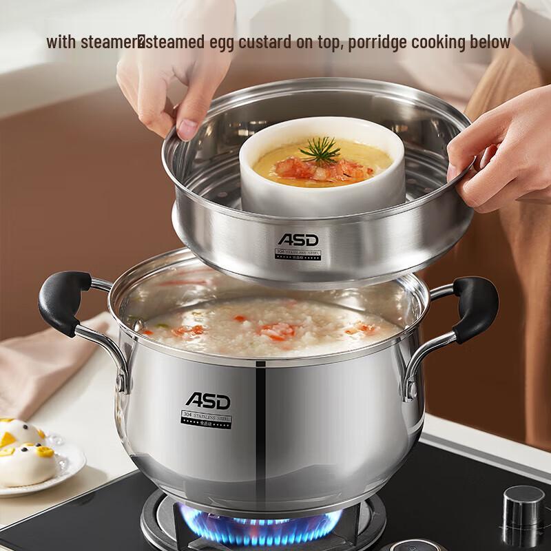 

ASD 304 Stainless Steel Soup Pot with Steamer Rack