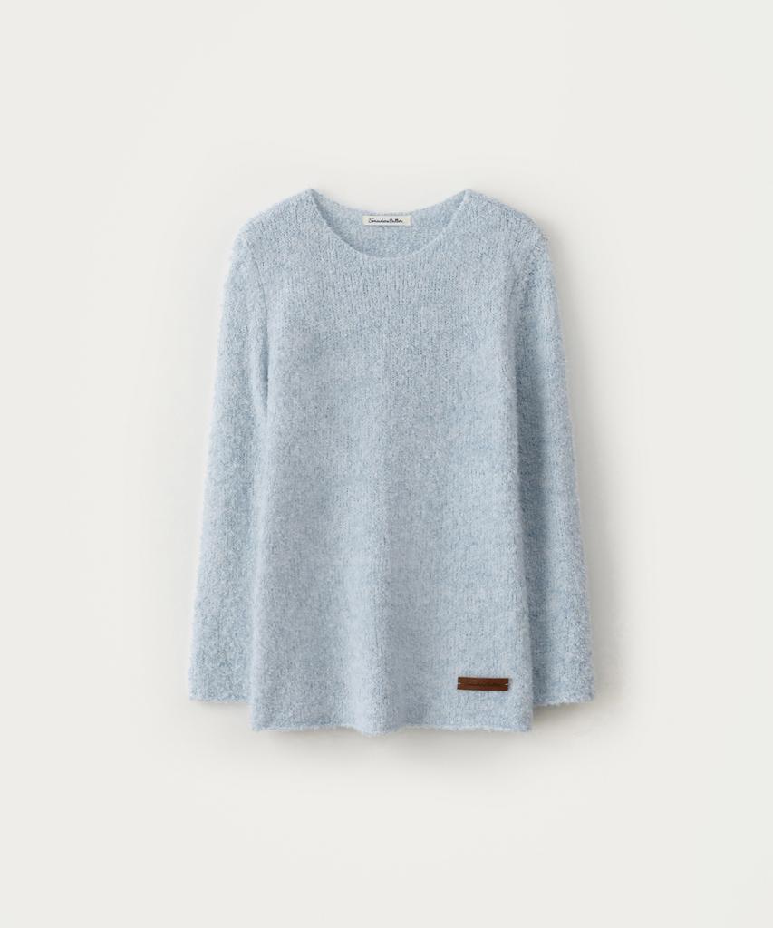 Sseomweeobeoteo Boucle Long Sleeve Knit - Light Blue