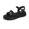 Open-toed Thick-soled Cool Slippers for Women, Summer New Thick-soled Temperament Rhinestone Beach One-word Buckle Sandals for Women