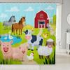 Bauernhoftier Duschvorhang Cartoon Scheune Pferd Kuh Schwein Schaf Ente Huhn Kinder Thema Badezimmer Dekoration Wasserdichtes Gewebe Zuhause
