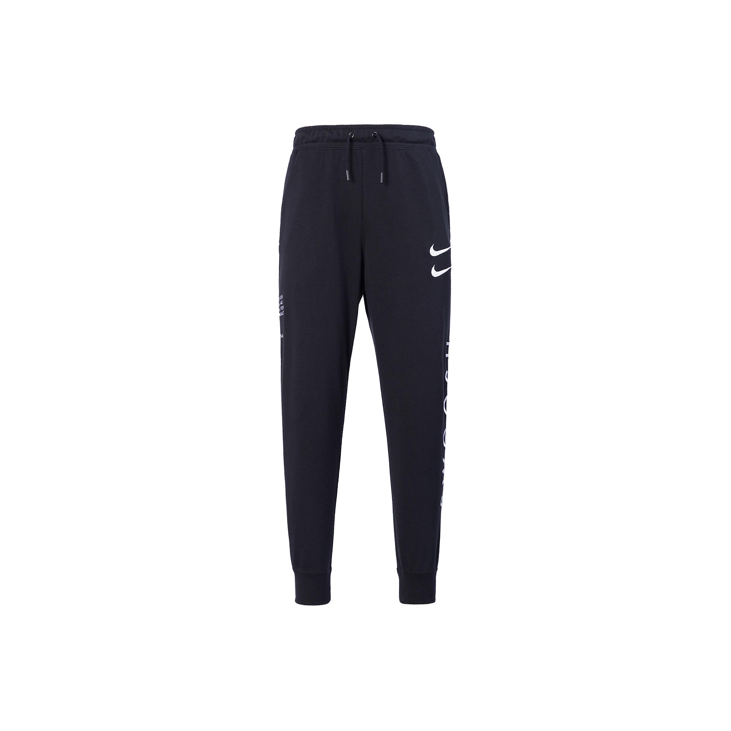 Nike Men's Black Sportswear Swoosh Logo Print Slim Fit Joggers Bottoms Cu3932-010 Cm